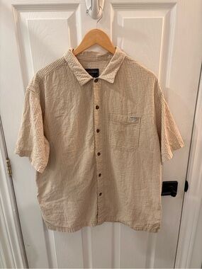 Woolrich Men's Short-Sleeve Beige Button-Down Shirt